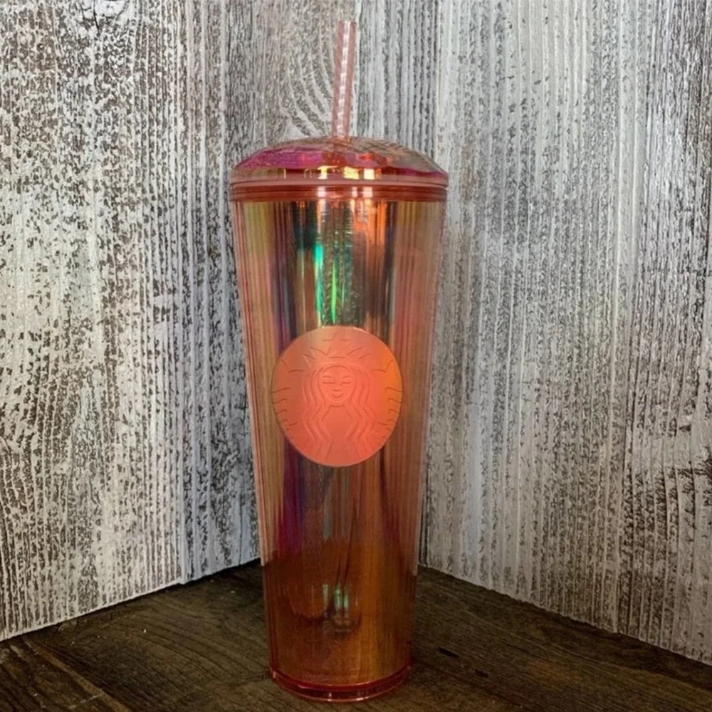 🆕 NWT Starbucks Collectable Iridescent Rose gold Pink Venti Iced Dome Tumbler